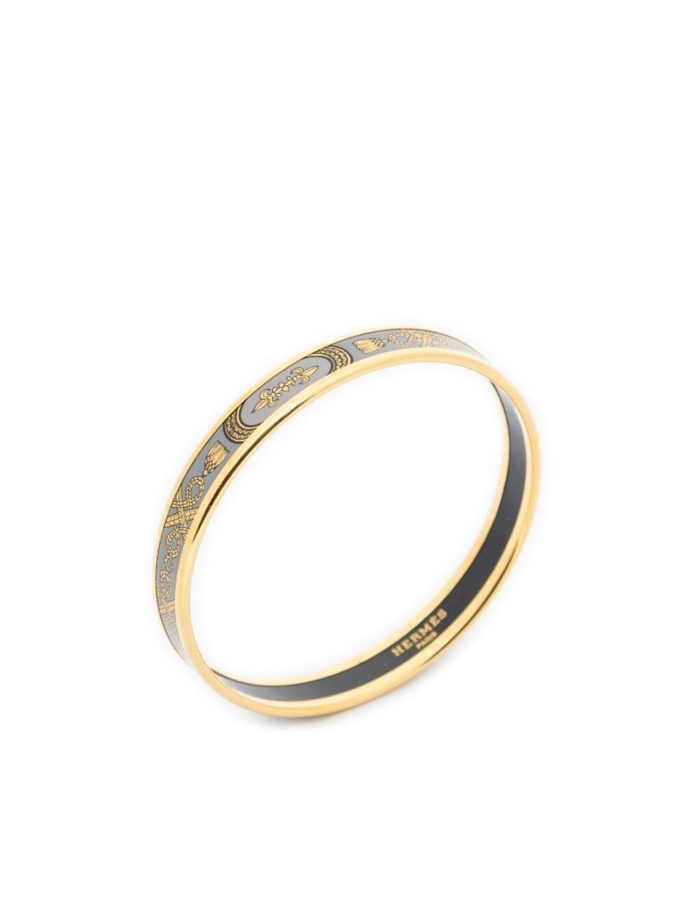 Hermes Enamel Bangle Gray Pumochi Bracelet